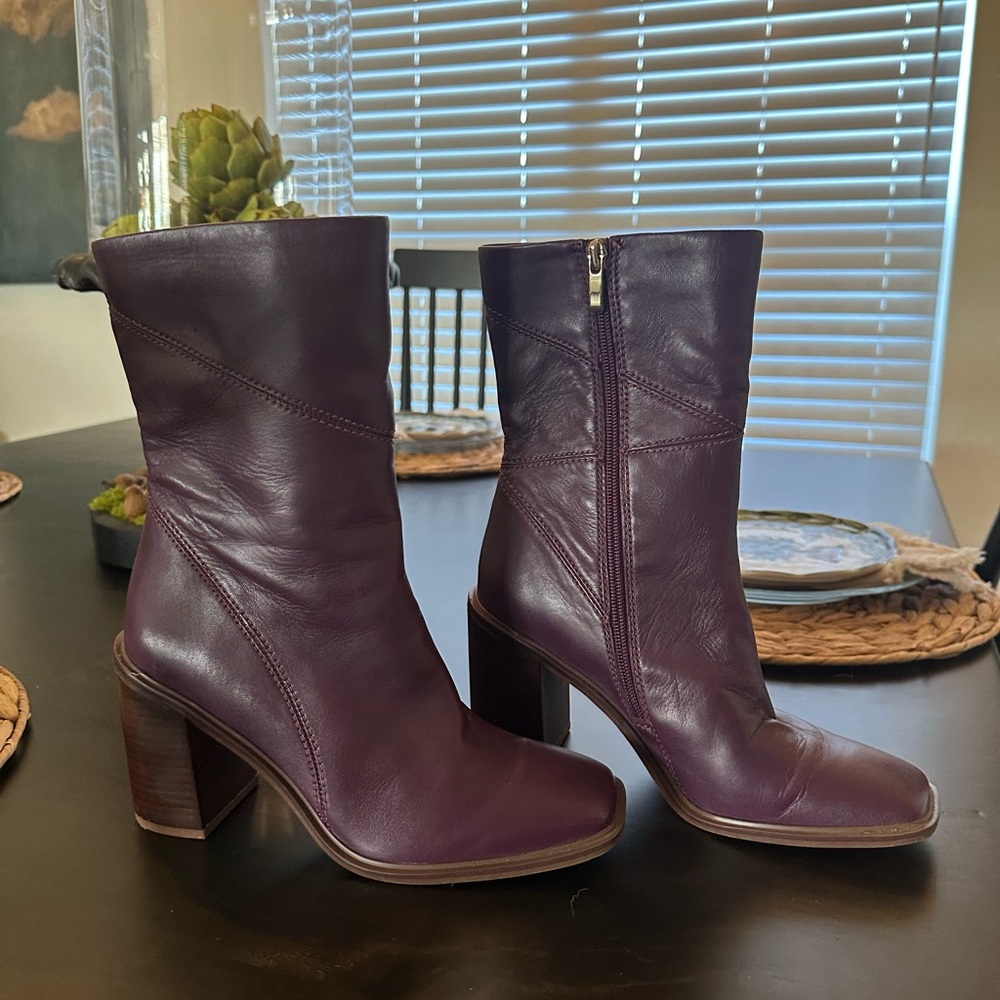 Franco Sarto Dark Purple Leather Boots